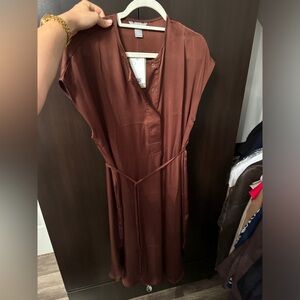 H&M Satiny Brown Midi Dress Size S